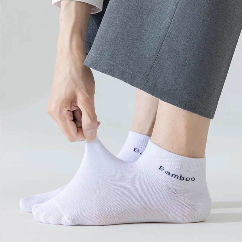 5/10/15 Pairs Men's Bamboo Fiber Socks Short High Quality New Casual Breatheable Anti-Bacterial Man Ankle Socks Men Size 38-45 Quick Pick Grocers