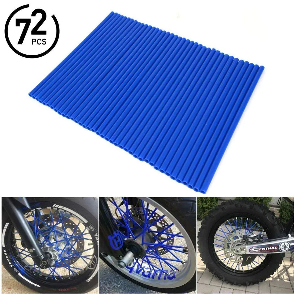 72pcs Bicycle Wheel Spoked Protector Wraps 24cm Wheel Rim Spoke Wrap Kit for Motorcycle Bike Color Rims Skin Trim Covers Pipe