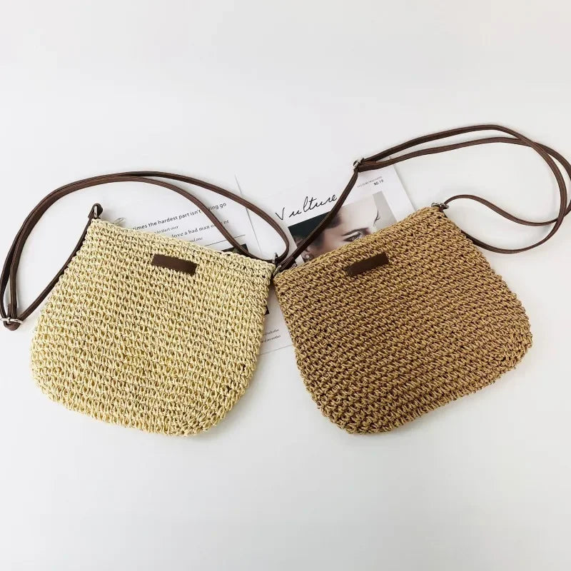 Ladies Fashion Summer Straw Crossbody Bag Women Beach Holiday Shopping Woven Shoulder Handbag Messenger Purses For Women Bags Quick Pick Grocers