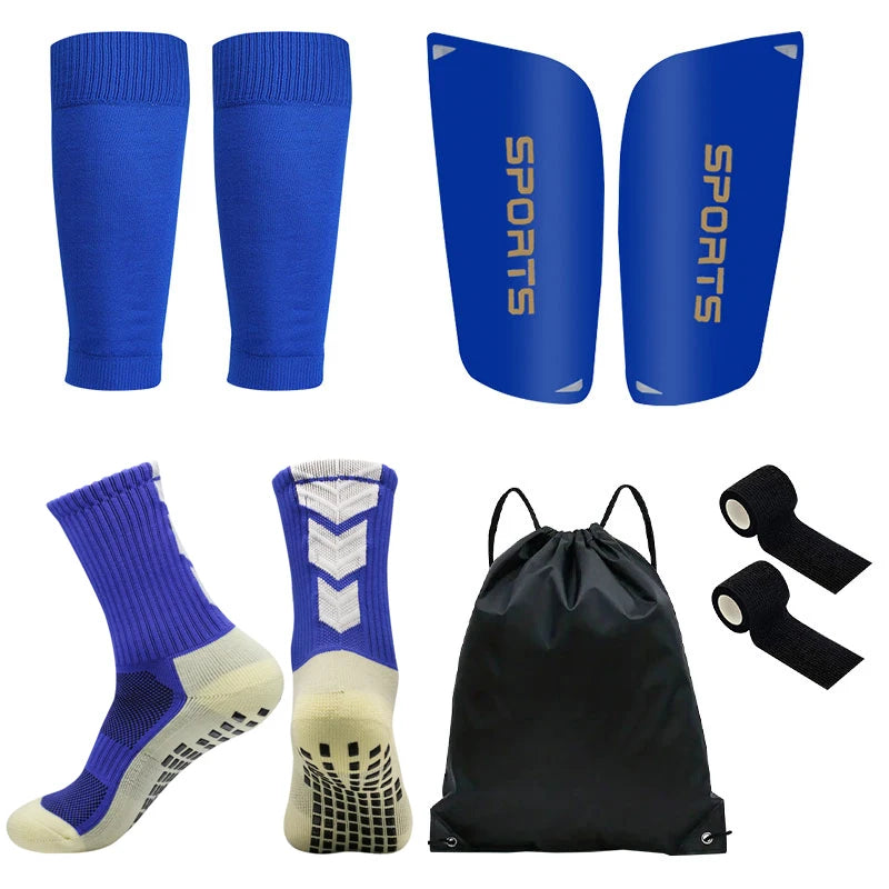 5PCS Set Drawstring Ball bag Football Sock Men Women Leg Guards Shin Pad for Sports Training Leg Cover Grip Soccer Socks Bandage Quick Pick Grocers