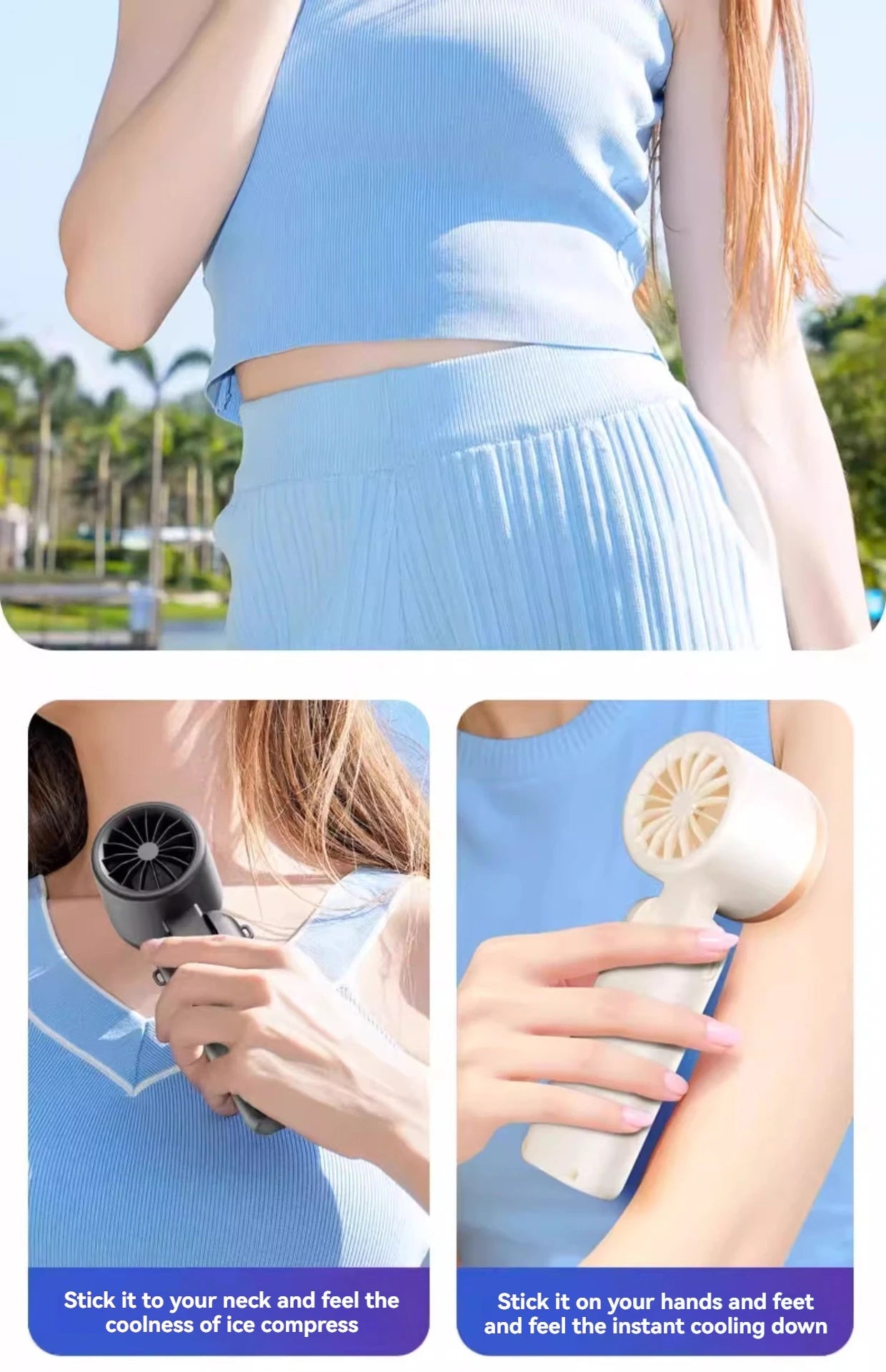 JPNPL 4000mAh Hanging Ice Pack Handheld High-speed Fan Folding 100 Speed Infinitely Adjustable Fan Portable For Outdoor Neck Quick Pick Grocers