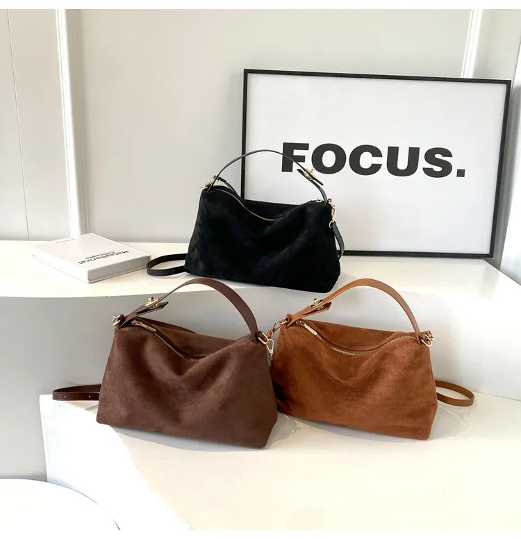 Advanced Retro Bag for Women's 2026 New Textured Frosted Shoulder Bag with Large Capacity Crossbody Commuting Tote Bag Quick Pick Grocers