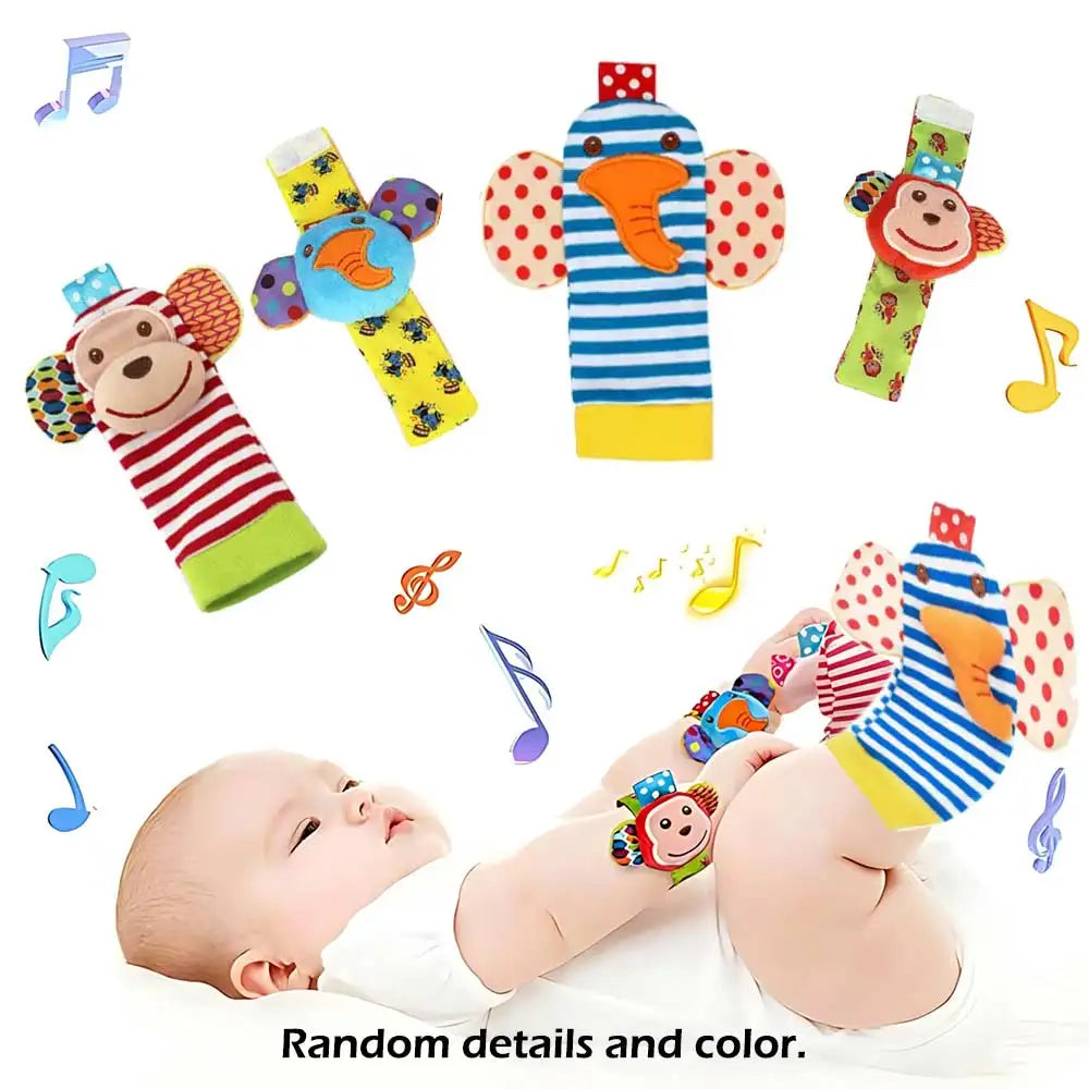 4pcs/Set Baby Infant Wrist Rattle Socks Toys 0-12 Month Girl Boy Early Educational Development Cute Toddlers Sensory Gifts Purest Peak