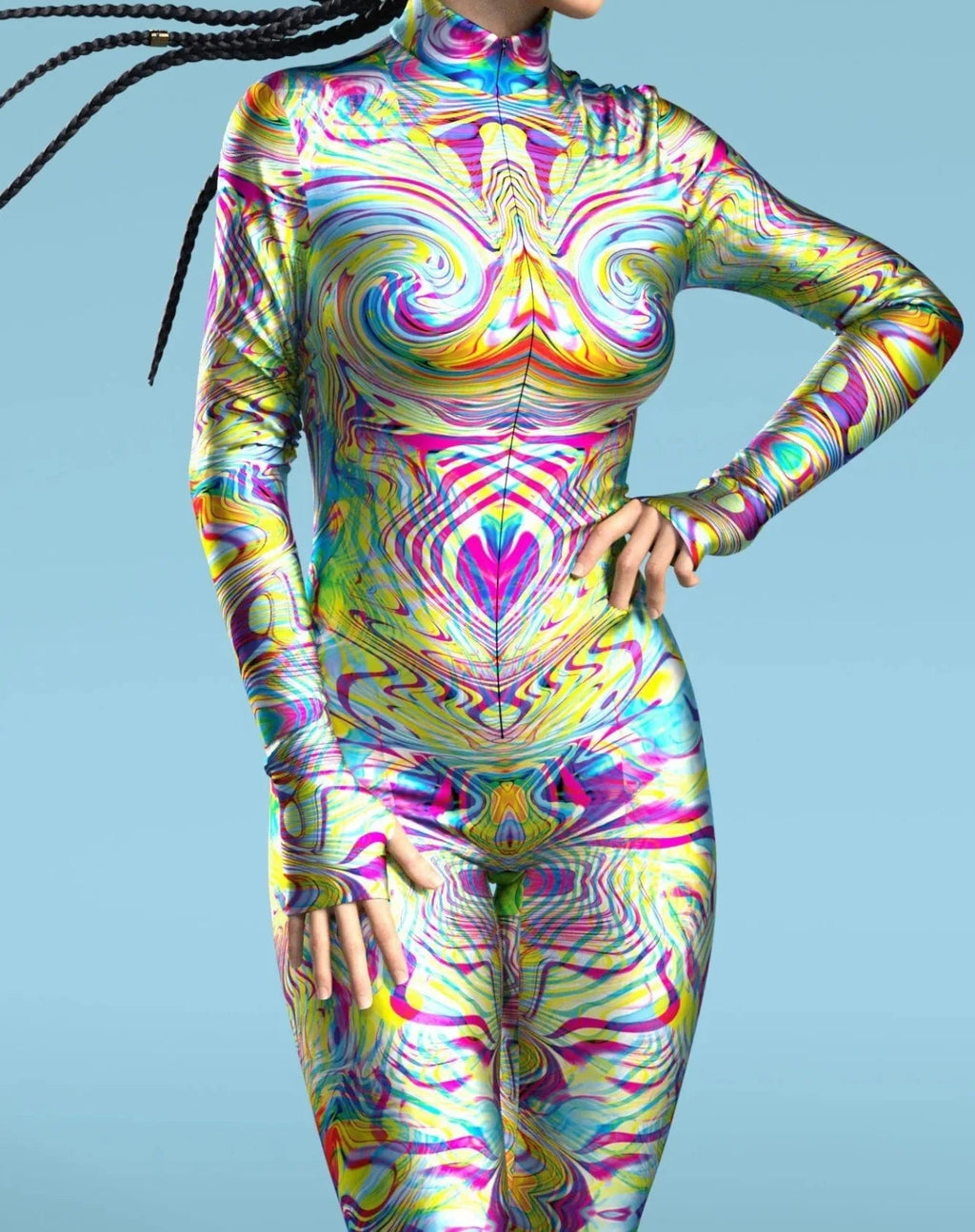 Colorful Rainbow Abstract Geometry 3D Print Women Sexy Skinny Jumpsuit Carnival Holiday Party Cosplay Costumes Fancy Bodysuit Quick Pick Grocers