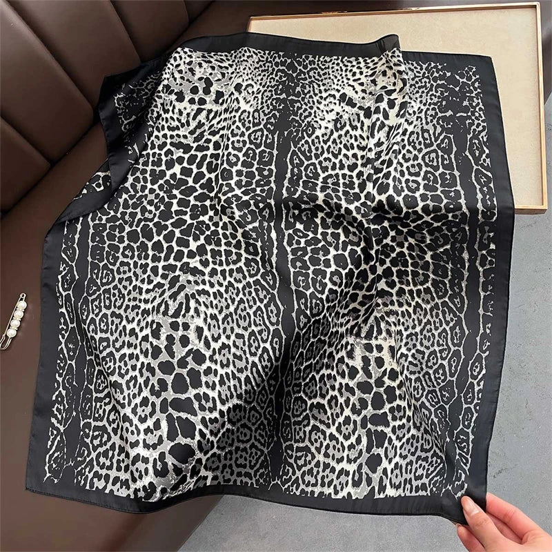 2025 Silk Shawl Print Headscarf Cat Hair Wrap Neckerchief Female Satin Square Scarf For Women Headband Foulard Hijab Bandana Quick Pick Grocers
