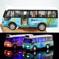 City Bus Toys Cars for Toddlers Cars for Boys Girls Pull Back Play Vehicle Bus Model with Sound Light Up & Open-able Doors Quick Pick Grocers