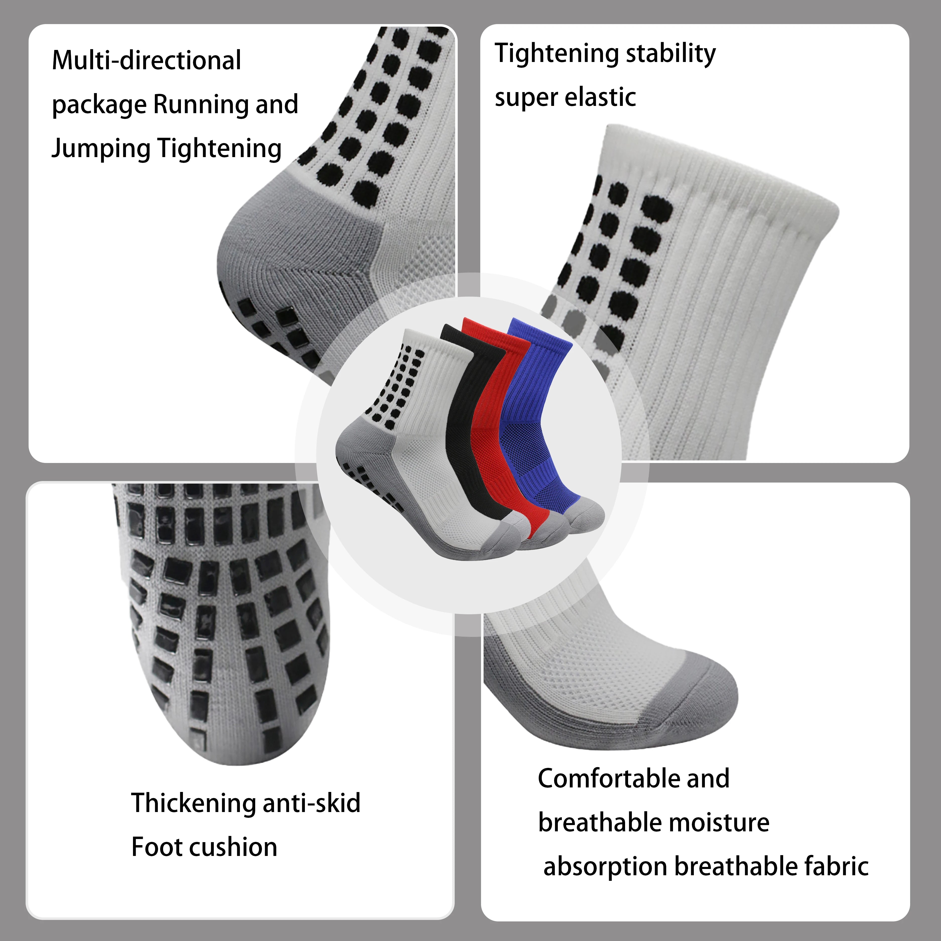 4PCS Set Non-Slip Viscose Football Socks with Drawstring Bag for Men & Women Outdoor Sports Running Basketball Leg Bandage Quick Pick Grocers