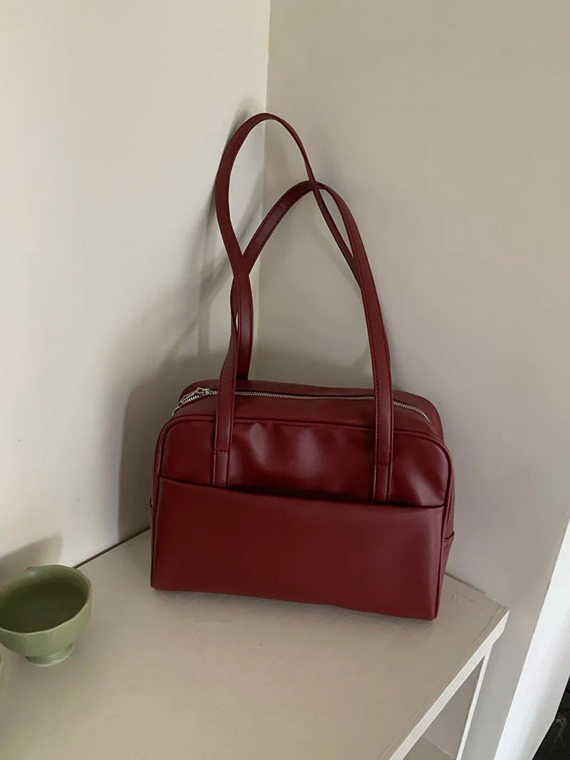 Korean Style Large Capacity Single Shoulder Women's Bag Versatile Vintage Underarm Bag Autumn 2025 New Arrival Tote Bag Quick Pick Grocers