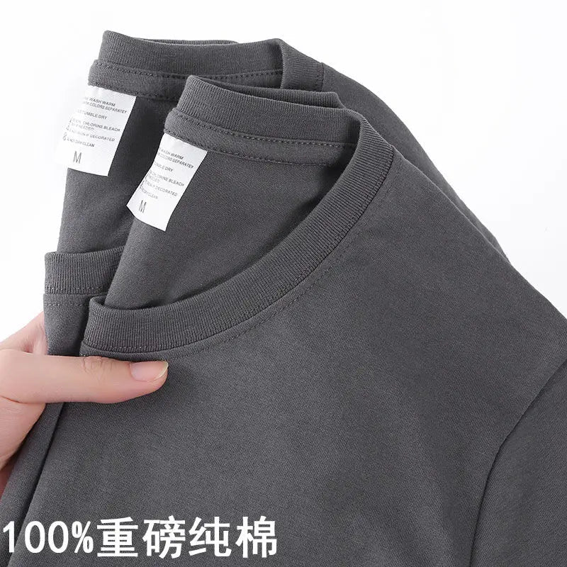 100% Cotton T-shirt Men Women Solid Color O Neck Short-sleeved Tops Summer Korean Loose Half-sleeve T Shirt Unisex M-4XL Quick Pick Grocers