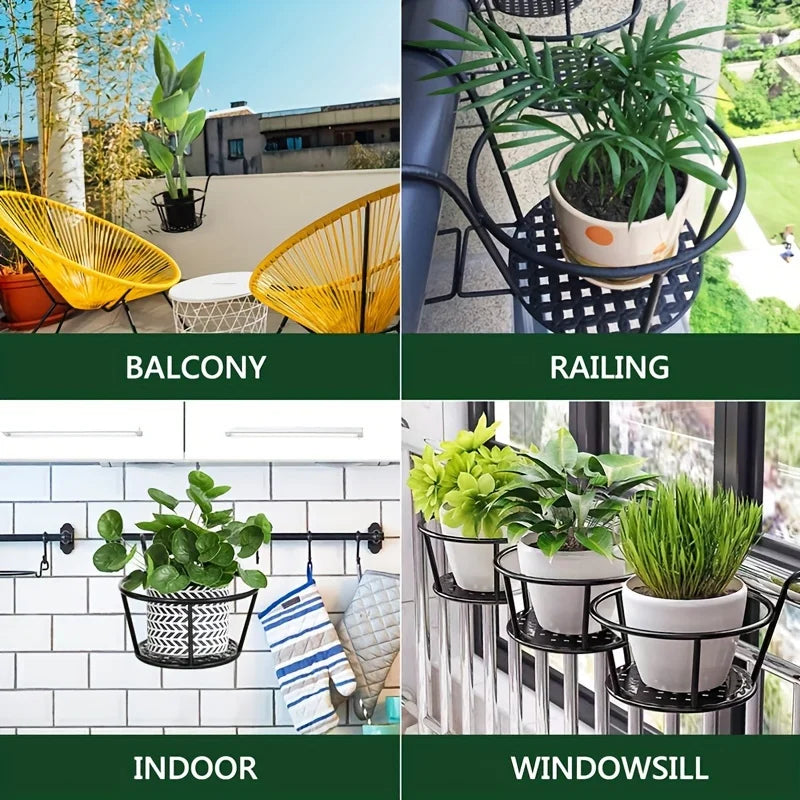One pack of 1/2/3 iron art hanging flower pots with hanging hooks, metal plant planting hanging basket, detachable, for balcony Quick Pick Grocers
