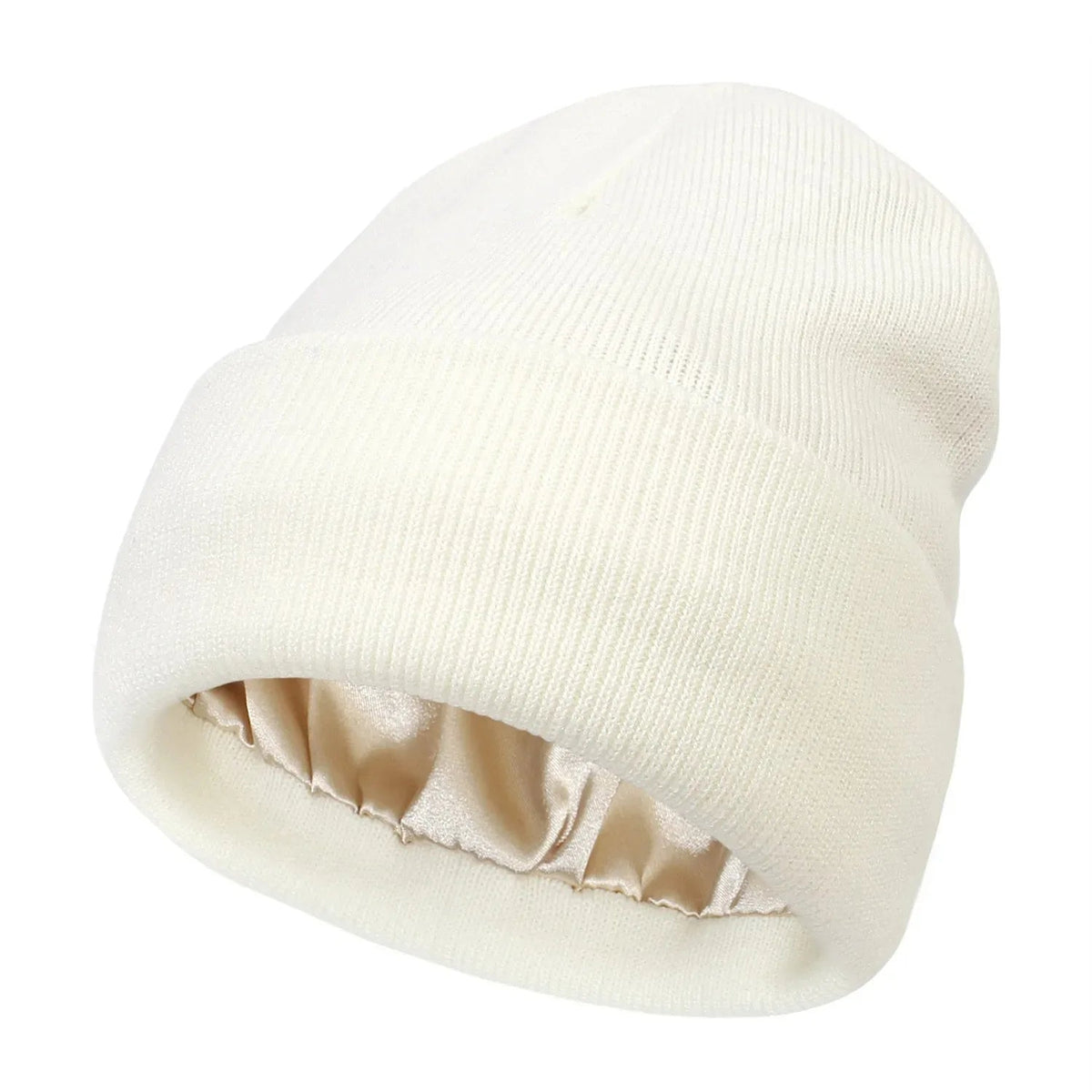 Unisex Satin Lined Beanie Hat For Women Winter Silk Lining Slouchy Warm Cuffed Skullies 2Layer Hair Cover Sleep Cap Quick Pick Grocers