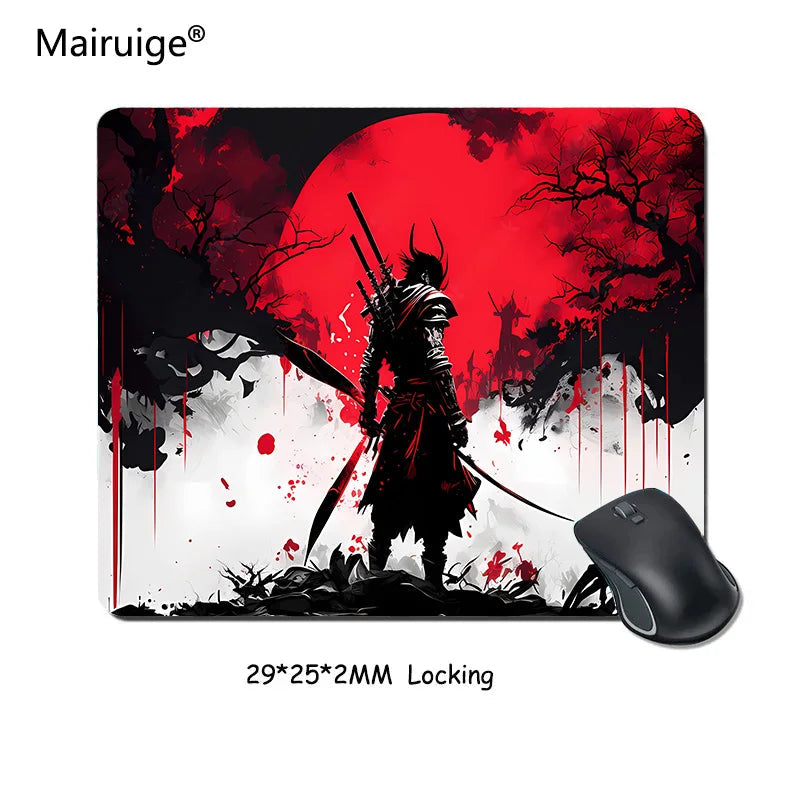Samurai Warrior Mouse Pad Gamer Computer Accessories Keyboard Table Mat Black Mousepad Company Gaming Laptop Desk Accessory Pc Quick Pick Grocers