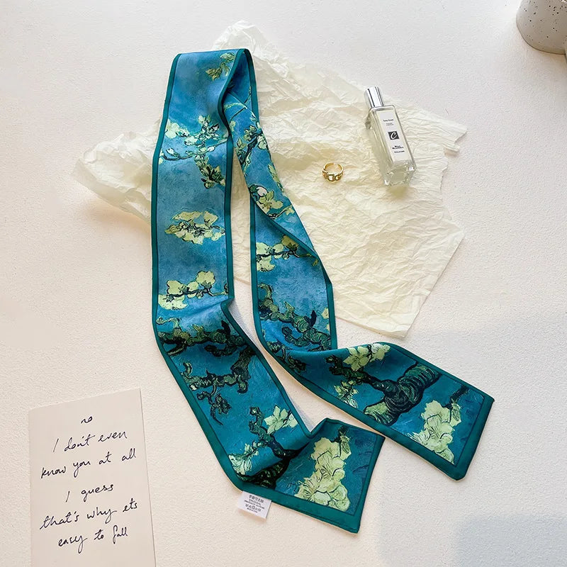 Cashew flower silk scarf, double-sided printed headband, ins decoration, versatile triangle scarf accessories Quick Pick Grocers
