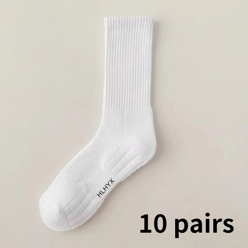 10pairs HLHYX Socks Men's Cotton Deodorant Winter Towel Bottom with Mid-tube White Stockings Thickened Sports Basketball Socks Quick Pick Grocers