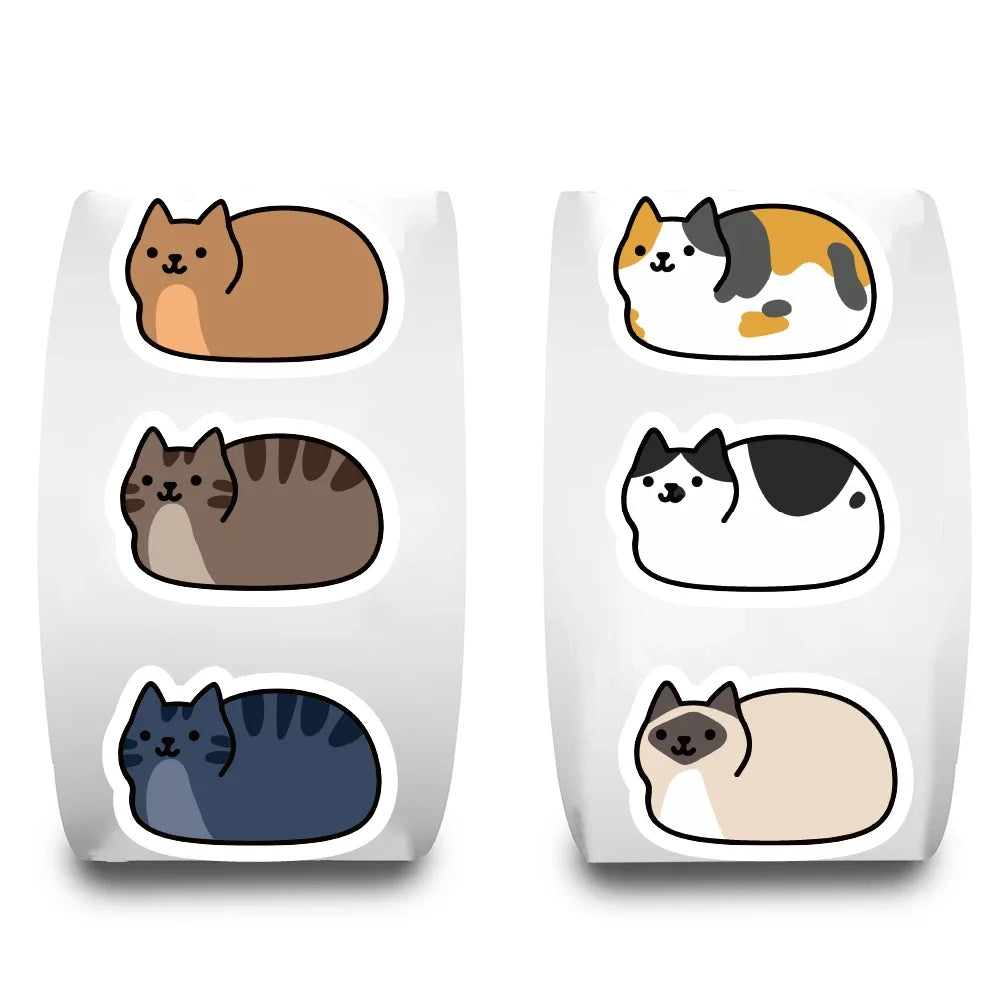 500PCS Kawaii Cartoon Cat Tuo Tuo Roll Stickers Skateboard Laptop Luggage Skateboard Phone Gift Waterproof Phone Cute Sticker ﻿ Quick Pick Grocers