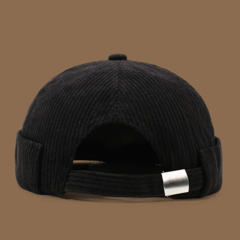 Autumn and winter corduroy brimless casual hat, personalized yuppie hat, men's and women's striped velvet melon skin hat Quick Pick Grocers
