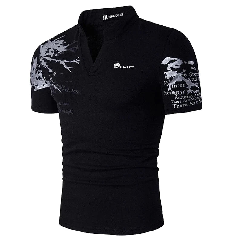 Men's Polo Shirt Golf Shirt Graphic Prints V Neck Outdoor Street Short Sleeves Print Clothing Sports Fashion Streetwear Designer Quick Pick Grocers
