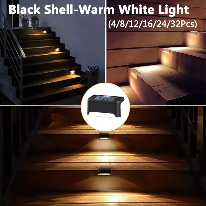 32/24/16/12/8/4Pcs Solar Deck Lights Outdoor Waterproof LED Fence Lights Garden Step Lamp for Patio Stairs Railing Pathway Step Quick Pick Grocers