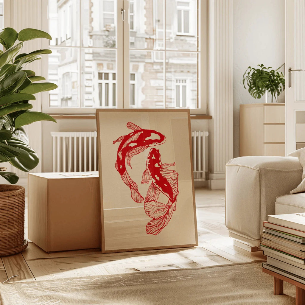Japanese Red Koi Fish Canvas Prints Poster Modern Minimalism Aesthetic Art Prints Bedroom Kitchen Home Decor Art Poster Gifts Quick Pick Grocers