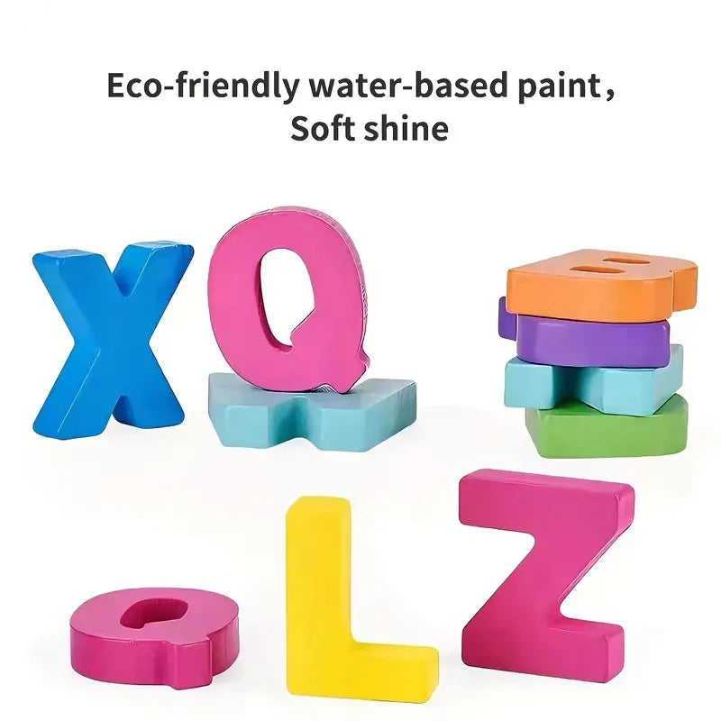 Colorful Alphabet Number Wooden Puzzles Kids Intelligent Matching Game Preschool Children Early Educational Toys Quick Pick Grocers