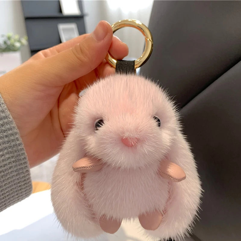 ZAKOL 15cm Fluffy Rabbit Fur Pompon Bunny Keychain Soft Cute Rabbit Toy Key Chain Bag Decoration Accessories Gift for Girls Quick Pick Grocers