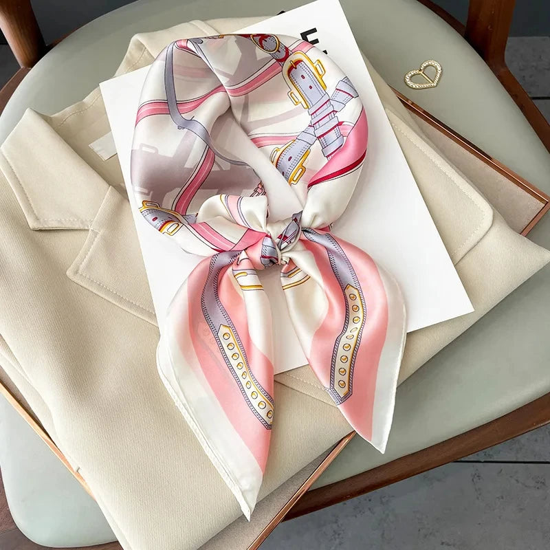 2025 New Fashion 70X70cmPrinted Women's Scarf Pashmina Silk Scarf Square Shawl Decorative Headband Neck Luxury Design Bandana Quick Pick Grocers
