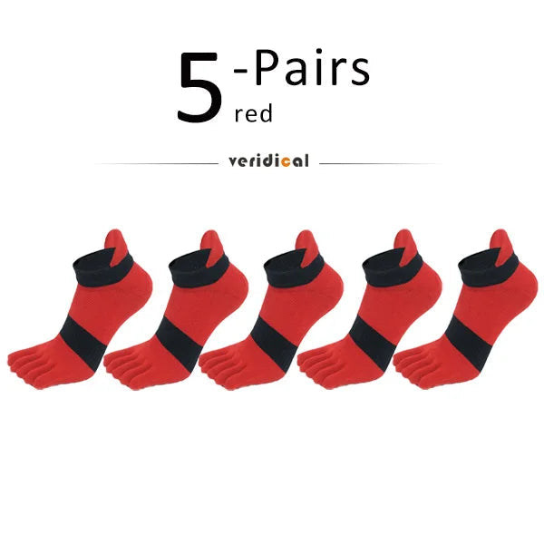 5 Pairs Five Finger Ankle Sport Socks Cotton Mens Striped Mesh Breathable Shaping Anti Friction No Show Socks With Toes EUR39-46 Quick Pick Grocers