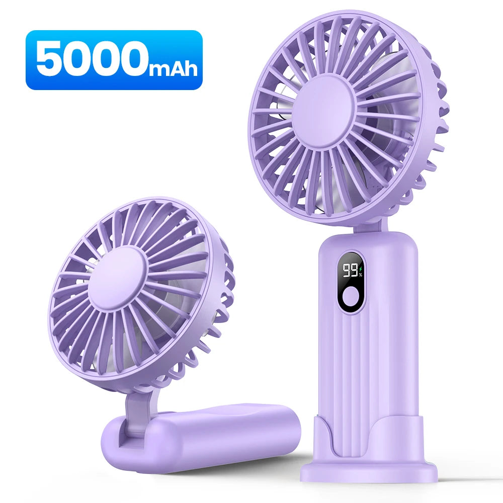 TOPK Portable Mini Fan,2400mAh USB Rechargeable Hand Neck Fan 3in1 Personal Electric Fan Standing Fans for Room Camping Foldable Quick Pick Grocers