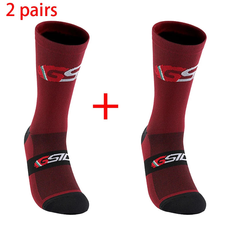 2pairs 2023 New Cycling Socks Bike Nurse Compression Road Bike Running Mtb Knee-high White Sports Funny Brand Black Quick Pick Grocers