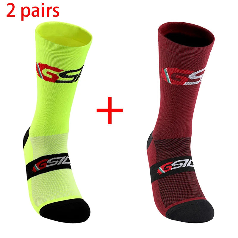 2pairs 2023 New Cycling Socks Bike Nurse Compression Road Bike Running Mtb Knee-high White Sports Funny Brand Black Quick Pick Grocers