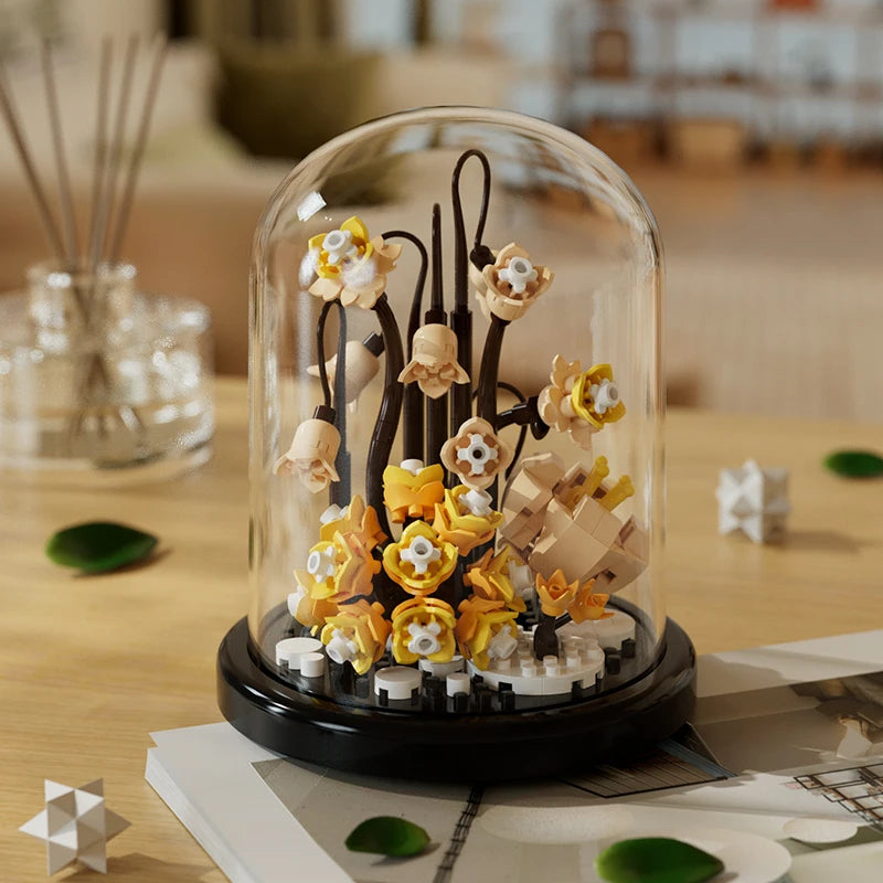 Micro particle building block bouquet handmade gift, children's puzzle toy handmade DIY sunflower desktop decoration ornament Quick Pick Grocers