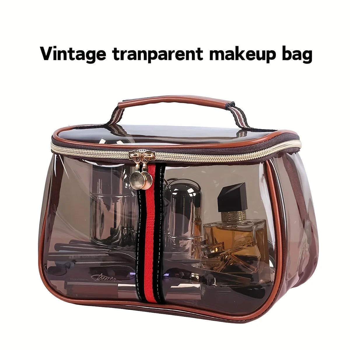 Transparent Large Capacity Women's Makeup Bag Waterproof Gym Toiletry Bag Travel Portable Storage PVC Material Box Shape Gifts Quick Pick Grocers