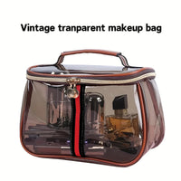 Transparent Large Capacity Women's Makeup Bag Waterproof Gym Toiletry Bag Travel Portable Storage PVC Material Box Shape Gifts Quick Pick Grocers