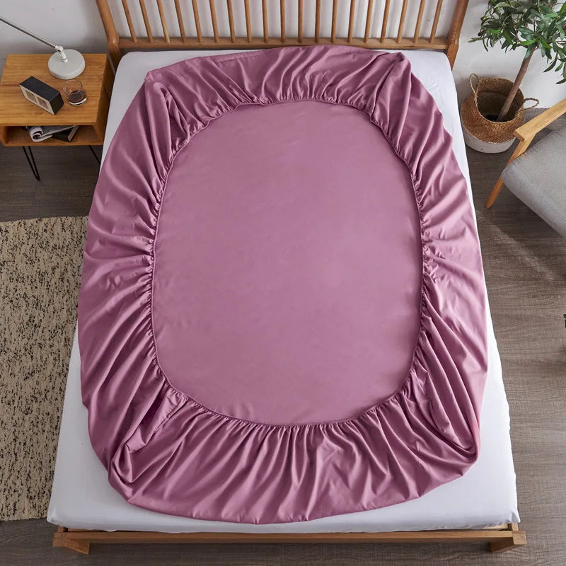 Cotton Fitted Sheet with Elastic Bands Non Slip Adjustable Mattress Covers for Single Double King Queen Bed,140/160/200cm Quick Pick Grocers