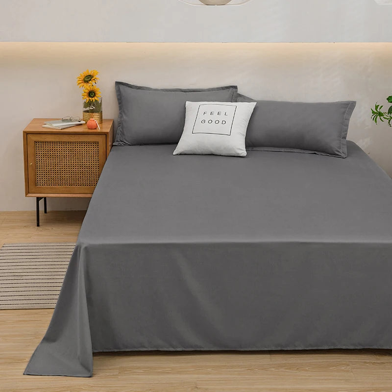 One solid color simple sheet Machine washable single double bed linen Student dormitory sheet (pillowcase not included) Quick Pick Grocers