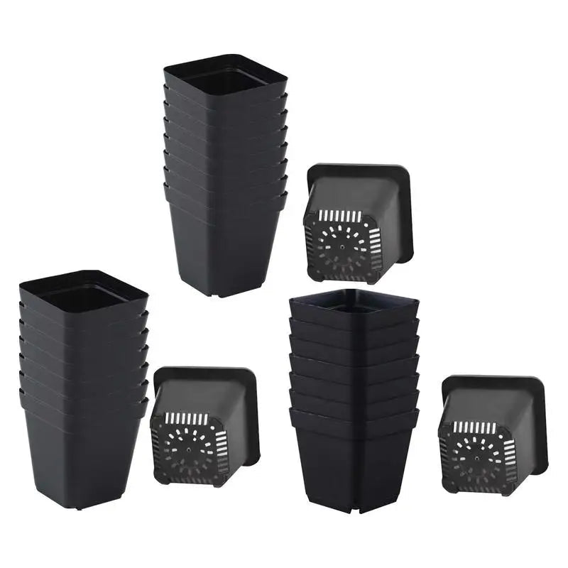 Seedling Pots 50Pcs Square Plant Seeding- Planting Cup Plastic Deep Nursery Tree Pot Flower Plant Container Pot Garden Grow Quick Pick Grocers