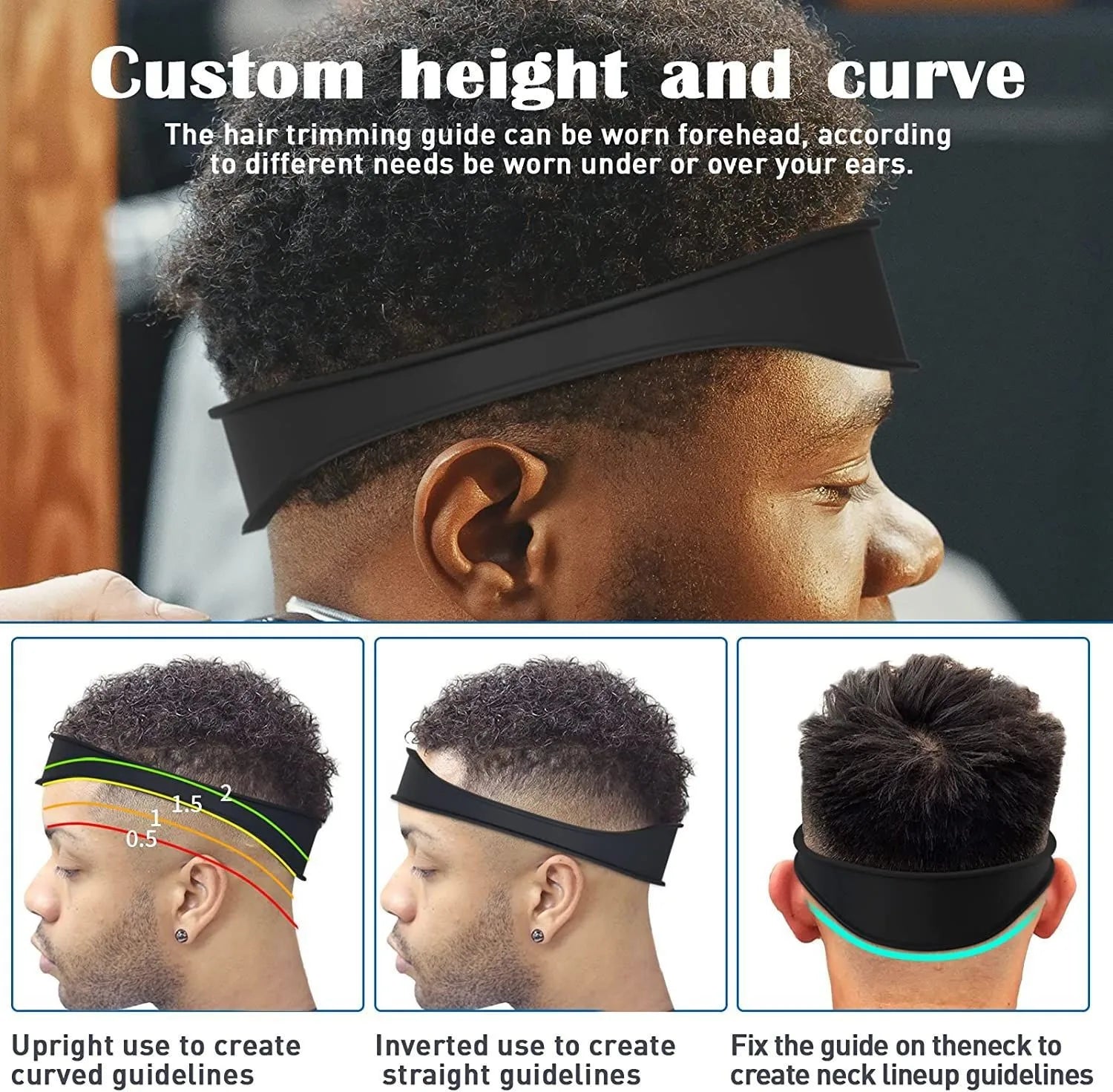 1/3Pcs Barber Hair Comb Kit Flat Top Hair Cutting Fading Stying Men Fade Brush Adjustable Headband Salon Hair Tool Accessories Quick Pick Grocers