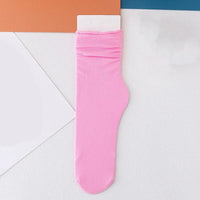 INS Women Girls Summer Thin Long Socks Ice Velvet Soft Breathable Pile of Socks Solid Black White Beige Harajuku High Tube Socks Quick Pick Grocers