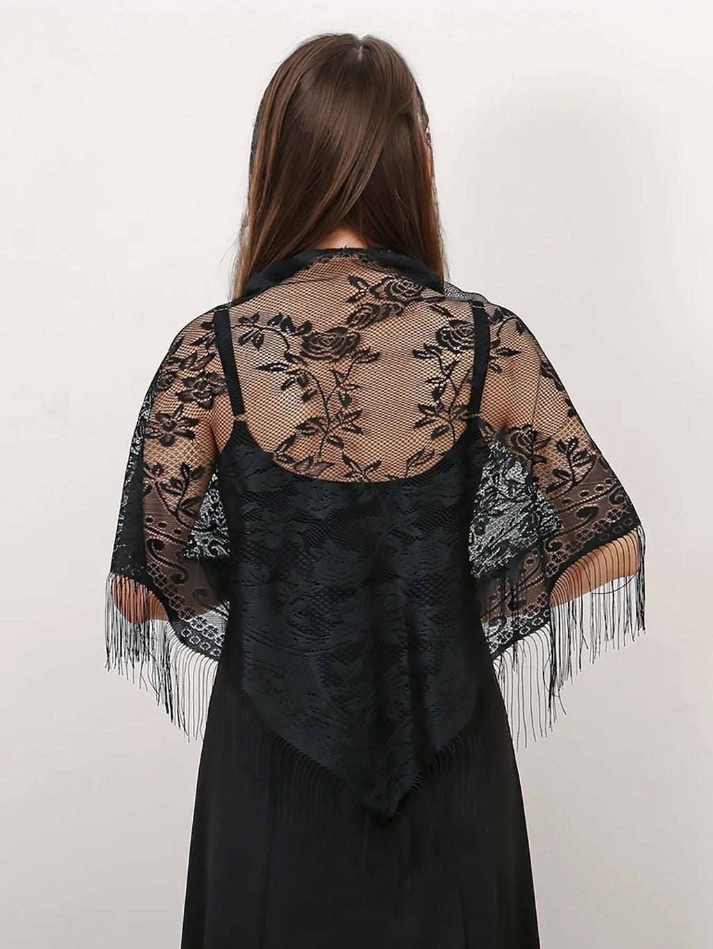 Fashion Lace Hollow Tassel Triangle Scarf Embrodiery Women Headscarf Female Spring Summer Shawls Scarves Long Veil Floral Scarf Quick Pick Grocers