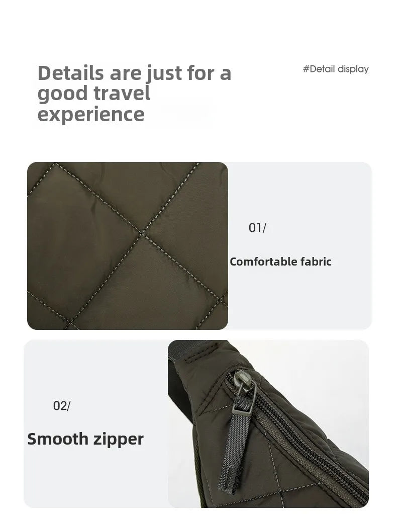 Waist Half Moon Belt Bag Solid Color Crossbody Bag Large Capacity Shoulder Bags Portable Nylon Plaid Travel Bags for Commuting Quick Pick Grocers