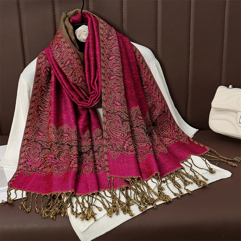 Luxury Brand Autumn Cashmere Pashmina Shawl Lady Wrap Warm Winter Scarves Design Print Female Foulard Cotton Stoles Scarf 2023 Quick Pick Grocers