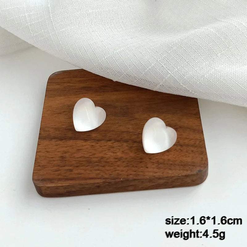 Pure White Women's Dangle Earrings Blooming Flower Acrylic Enamel Butterfly Imitation Pearl Heart Hanging Earrings Elegant brinc Econic Blanks