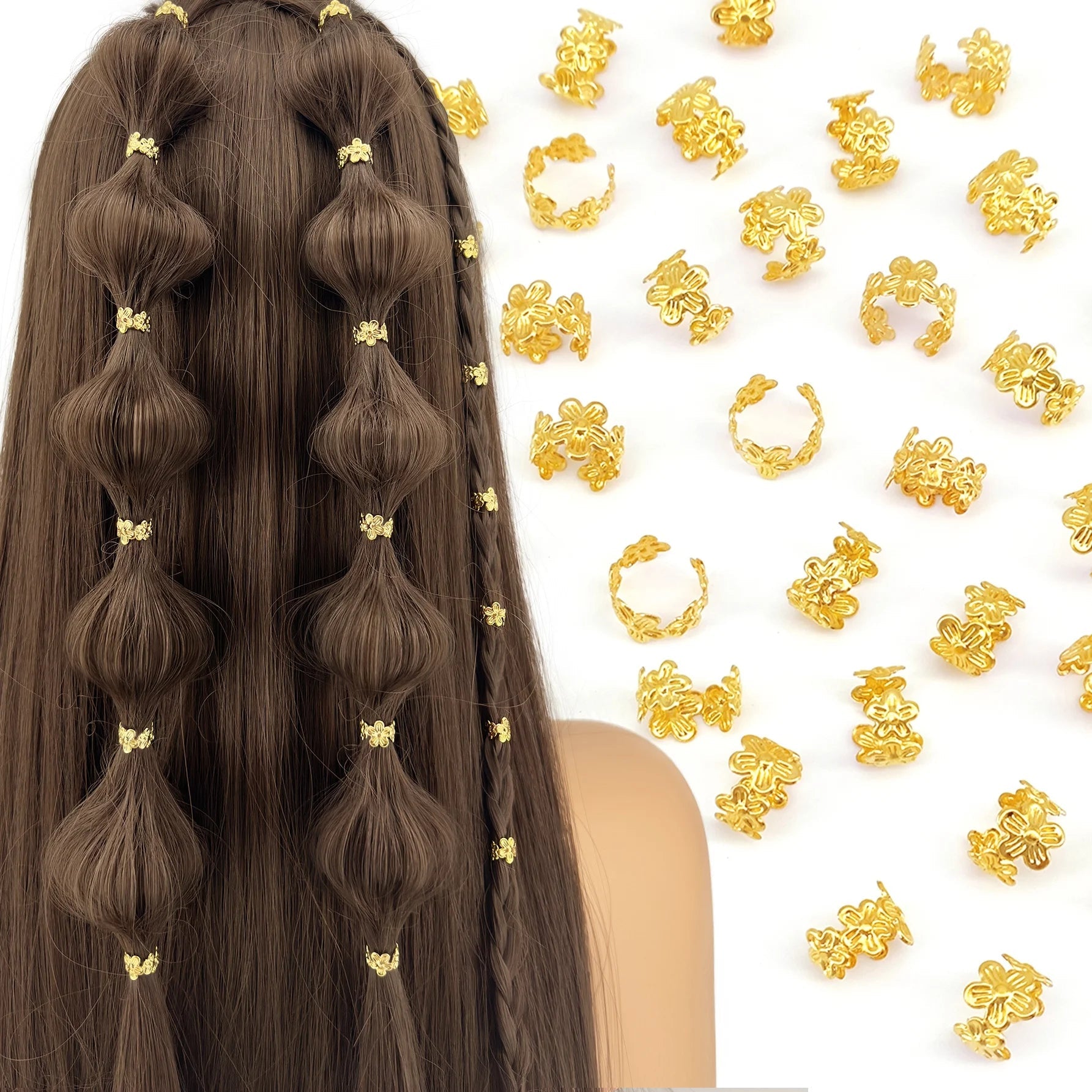 40Pcs Vine Leaf Shaped Alloy Hair Braid Ring Vintage Hair Pin For Dreadlock Women Girls summer Hair Accessories Loc Hair Jewelry Quick Pick Grocers
