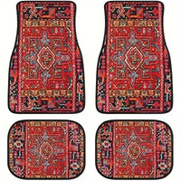 Car Floor Carpet Set of 4 Piece Persian Rug Design Auto Interior Floor Mats Durable Front & Rear Carpets for Car Truck S Quick Pick Grocers