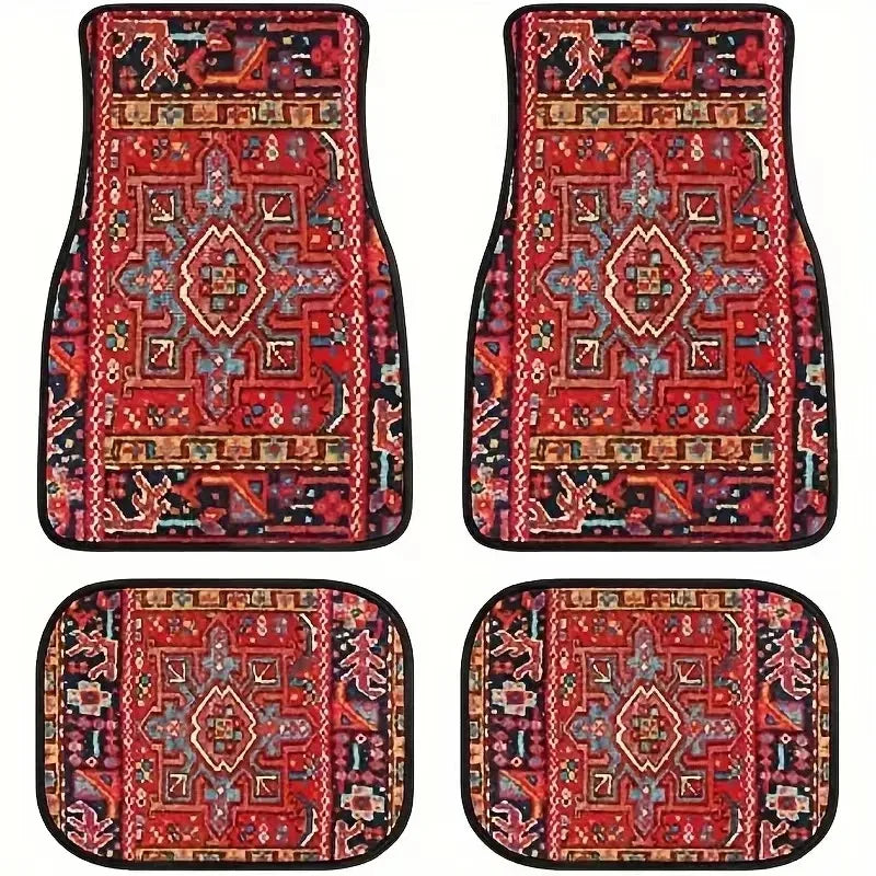 Car Floor Carpet Set of 4 Piece Persian Rug Design Auto Interior Floor Mats Durable Front & Rear Carpets for Car Truck S Quick Pick Grocers