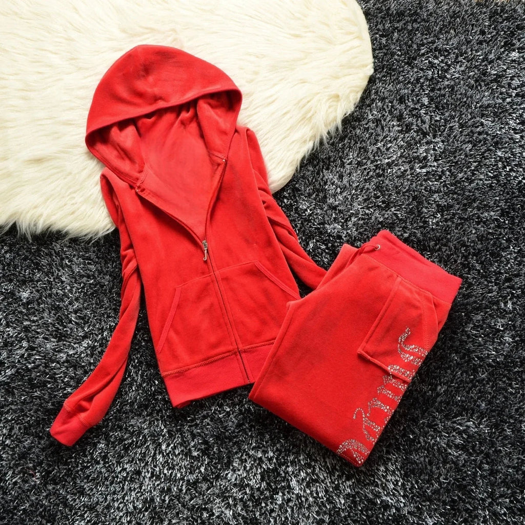 Winter Velvet Tracksuit for Women: Heavy Duty Fleece Lined Hoodie and Pants Set | Solid Color Warm Jogger Outfit Quick Pick Grocers
