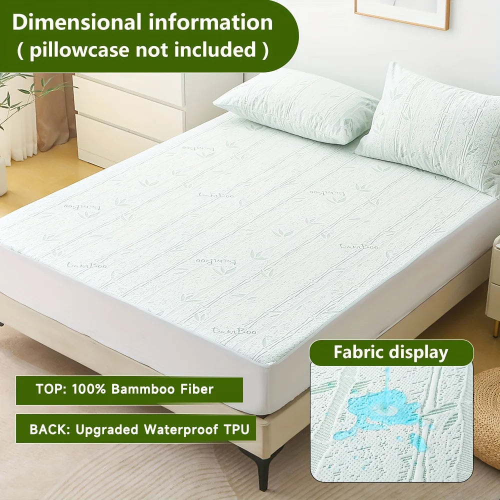 1p Cooling Bamboo Fiber Fitted Sheet, Breathable Mattress Protector Cover  with Deep Pocket for Summer Quick Pick Grocers