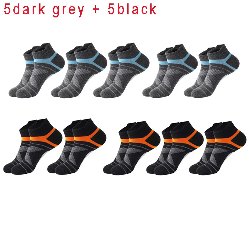 5 Pairs High Quality Socks Men Summer Outdoor Casual Cotton Socks Short Breathable Black Ankle Socks Run Sports Socks Size 38-45 Quick Pick Grocers