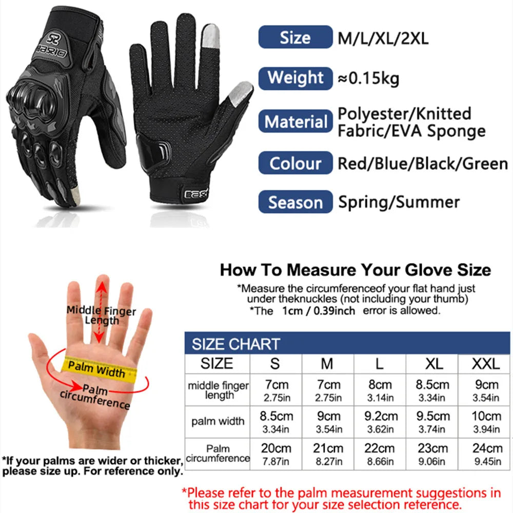 Summer Breathable Full Finger Motorcycle Gloves Non-slip Wear-resistant Motocross Racing Gloves Touch Screen Moto Biker Gloves Quick Pick Grocers