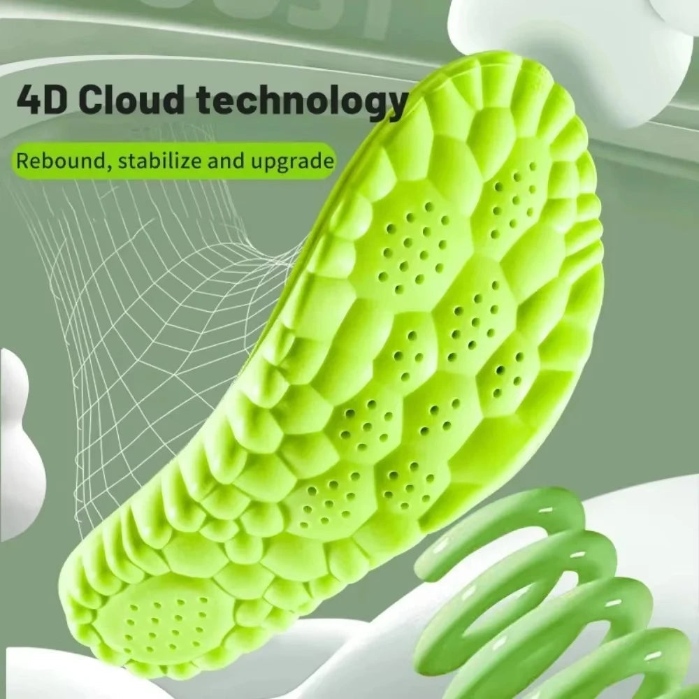 4D Sport Insole Super Soft Shoes Sole Pads for Feet Shock Absorption Baskets Shoe Sole Arch Support Orthopedic Inserts Quick Pick Grocers